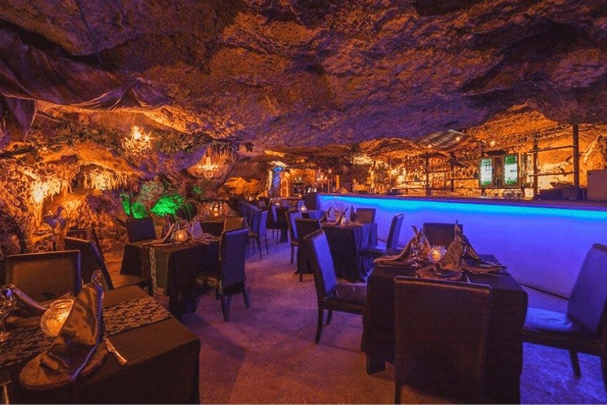 Under ground cave/cenote restaurant Alux in Playa del Carmen
