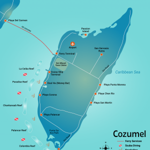 Cozumel Map with Dive Sites