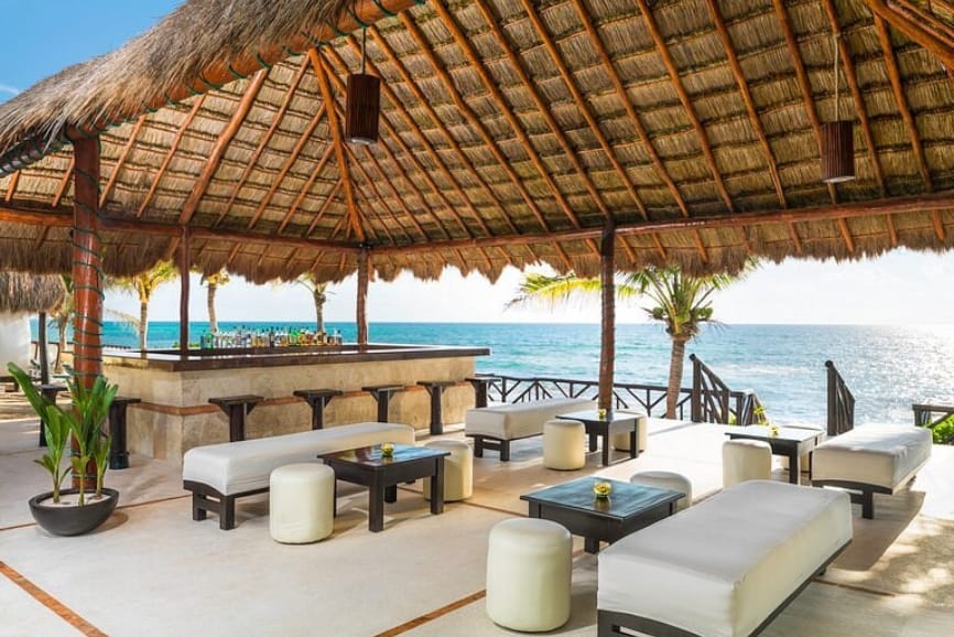 Beach bar at El Dorado Casitas Royale in Puerto Morelos