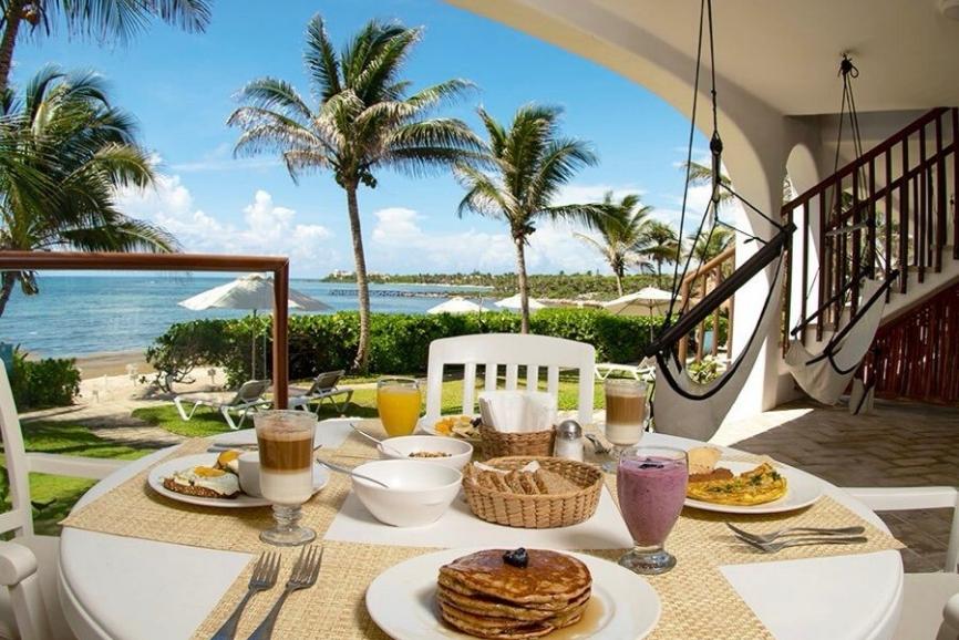 Breakfast on the balcony at Las Villas Akumal