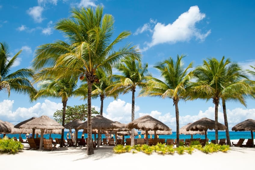 Palapas on the beach in Cozumel