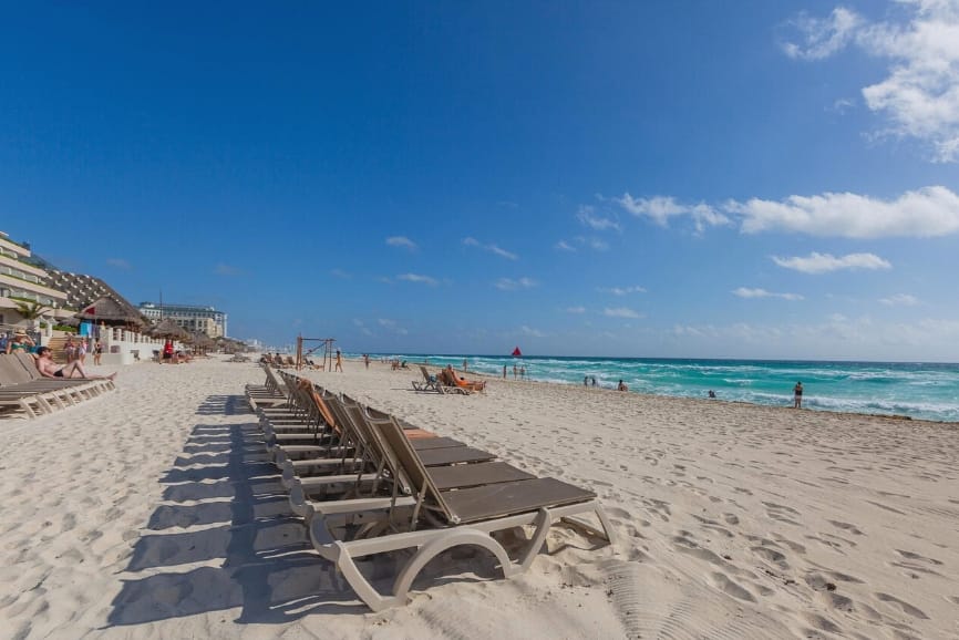 Beach front at the Fiesta Americana Condesa in Cancun