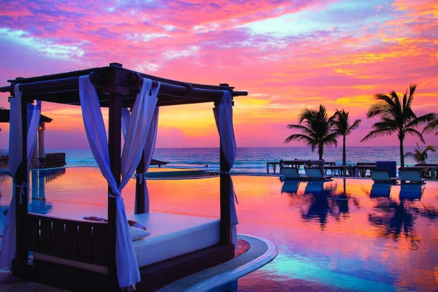 Sunset pool cabana at the Hyatt Zilara Cancun Resort
