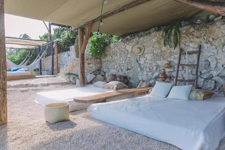 Beach lounge at the Mezzanine a Colibri Boutique Hotel in Tulum