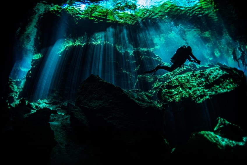 Scuba diving in Puerto Aventuras in Riviera Maya Mexico