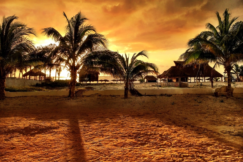 Beach sunset in Puerto Morelos
