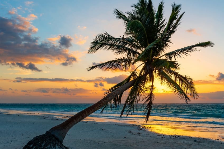 Tulum sunset in Riviera Maya Mexico