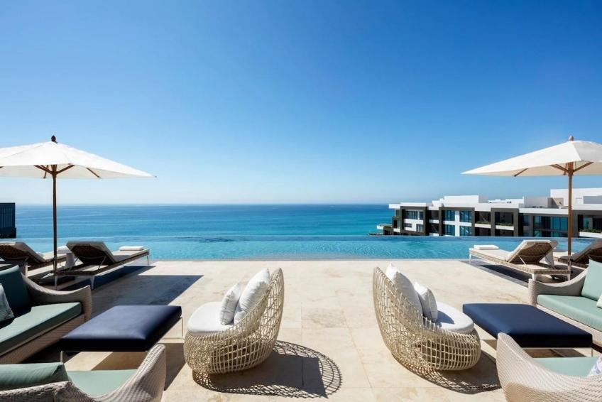 Outdoor lounge space at Garza Blanca Resort and Spa Los Cabos
