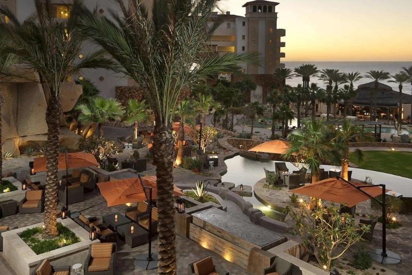 Outdoor lounge at Grand Solmar Land’s End Resort and Spa in Cabo San Lucas