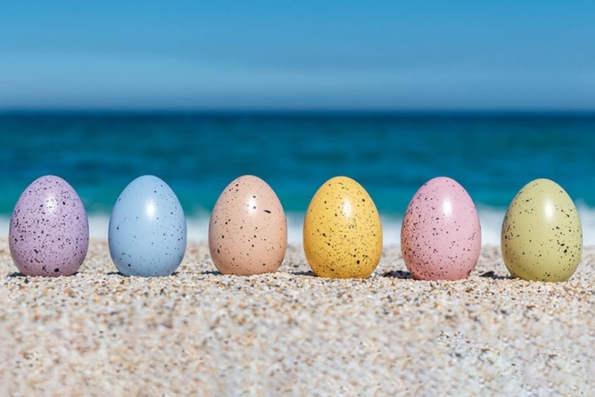 Easter eggs on the beach in Cancun