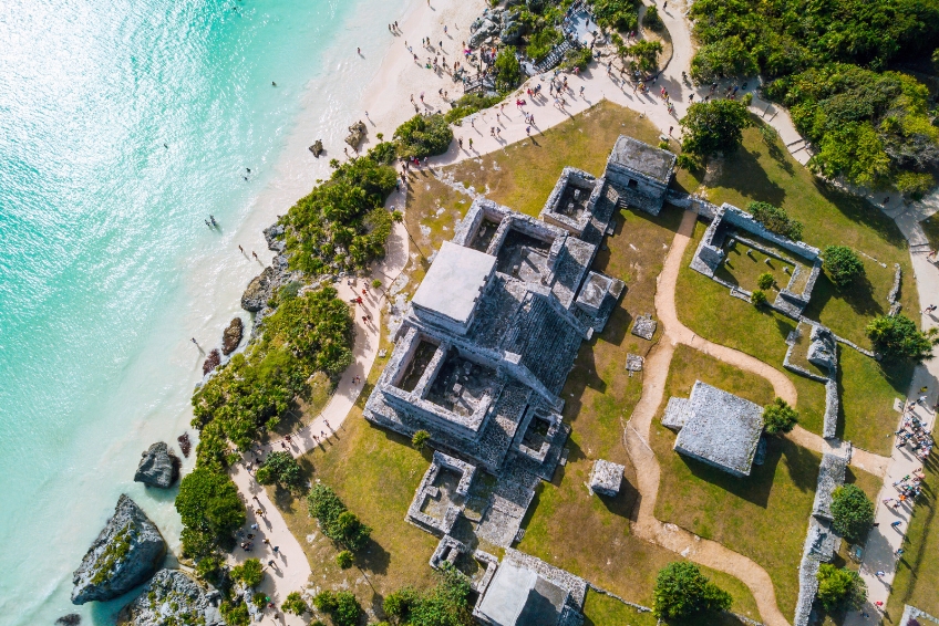 Tulum Mayan Ruins overlooking the Caribbean Sea