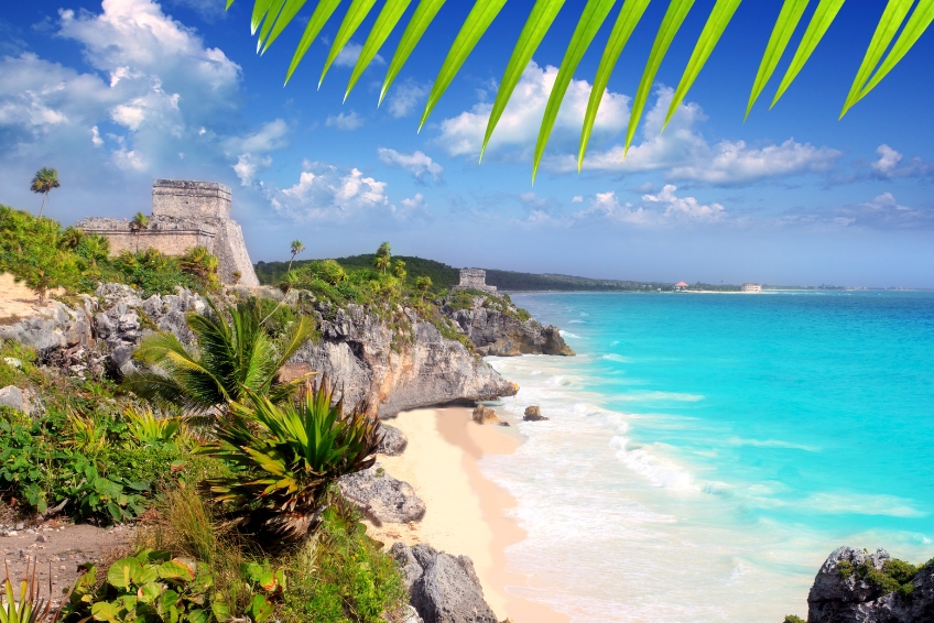 Mayan Ruins of Tulum overlooking the Caribbean Sea