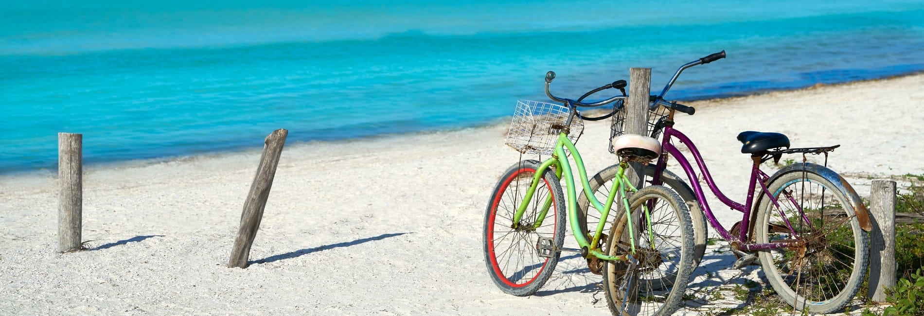a bike on the beach in Holbox, Mexico